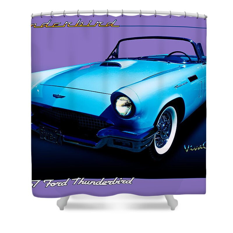 Hot Rod Art Shower Curtain featuring the photograph 1957 Thunderbird Poster by Chas Sinklier