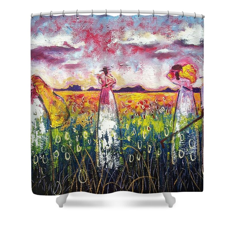 Emery Shower Curtain featuring the painting 1958 by Emery Franklin