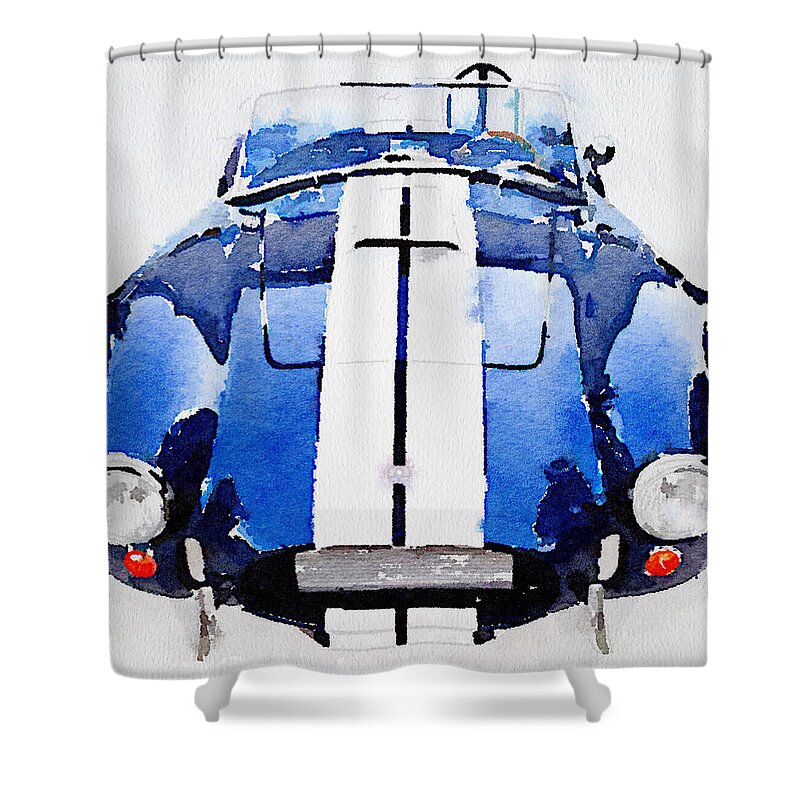 Ac Cobra Shelby Shower Curtain featuring the painting 1962 AC Cobra Shelby Watercolor by Naxart Studio