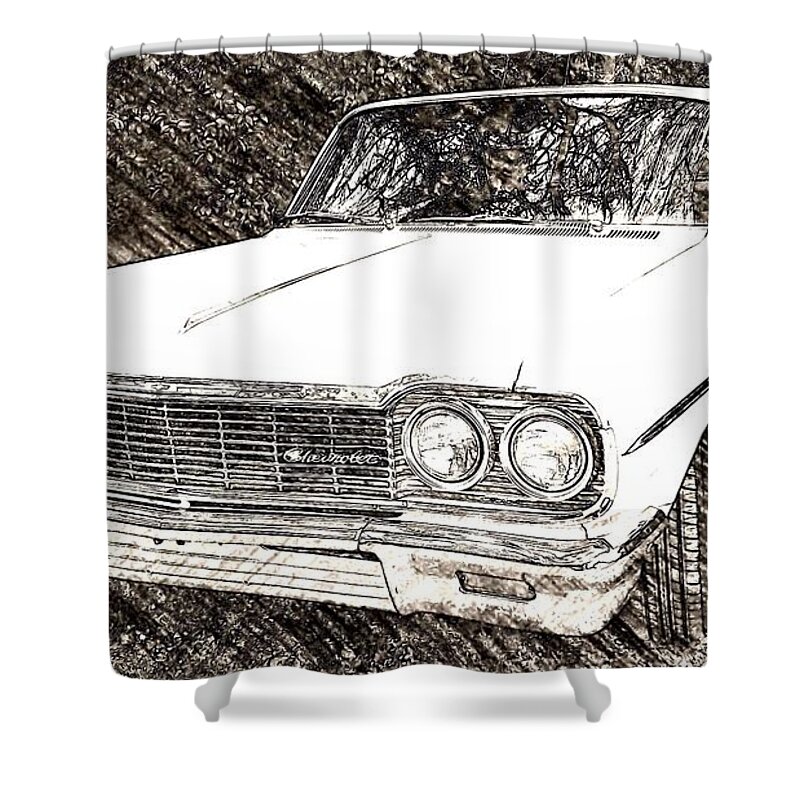 1964 Impala Shower Curtain featuring the digital art 1964 Impala by Morgan Carter