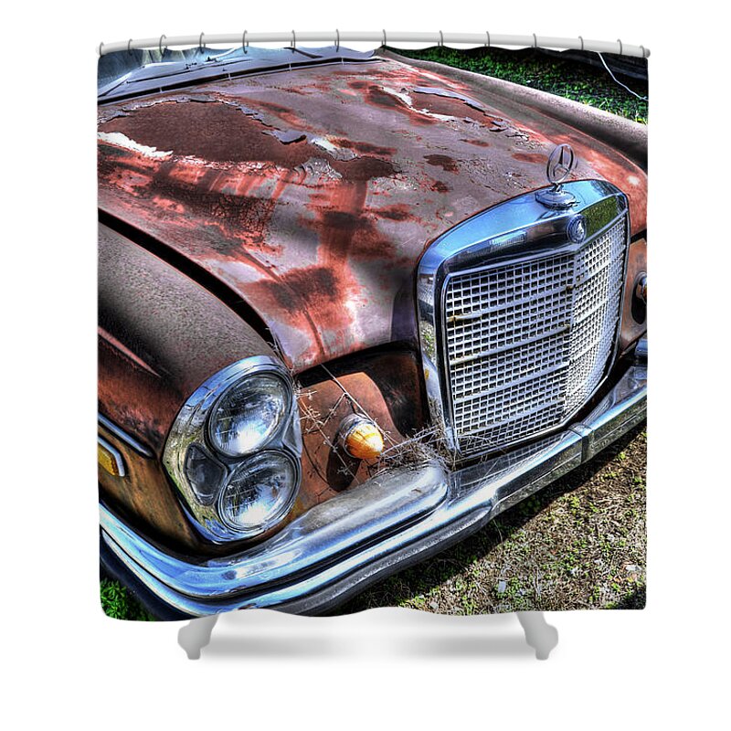 Hdr Shower Curtain featuring the photograph 1965 Mercedes-Benz by Paul Mashburn