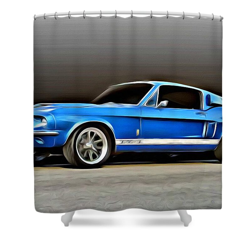 Car Shower Curtain featuring the painting 1967 Shelby Mustang GT500 by Florian Rodarte