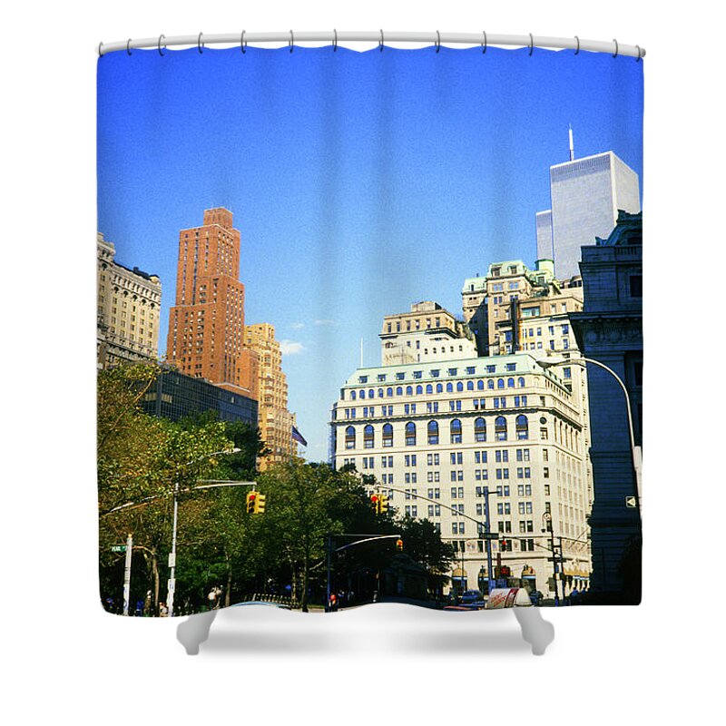 New York Shower Curtain featuring the photograph 1984 New York City Skyline No3 by Gordon James