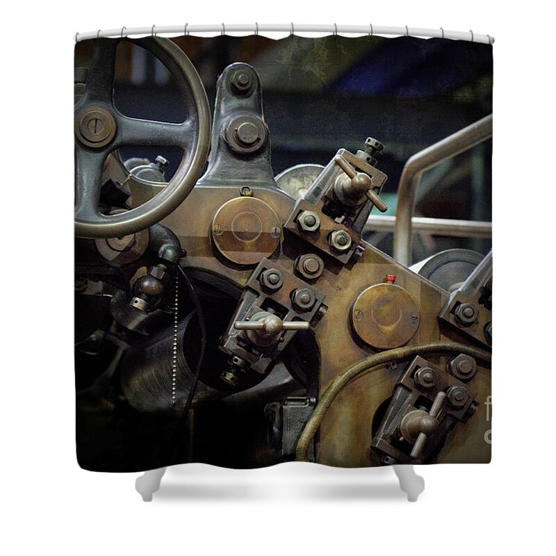 Mechaniscm Shower Curtain featuring the photograph 19th Century Printing Press by Heiko Koehrer-Wagner