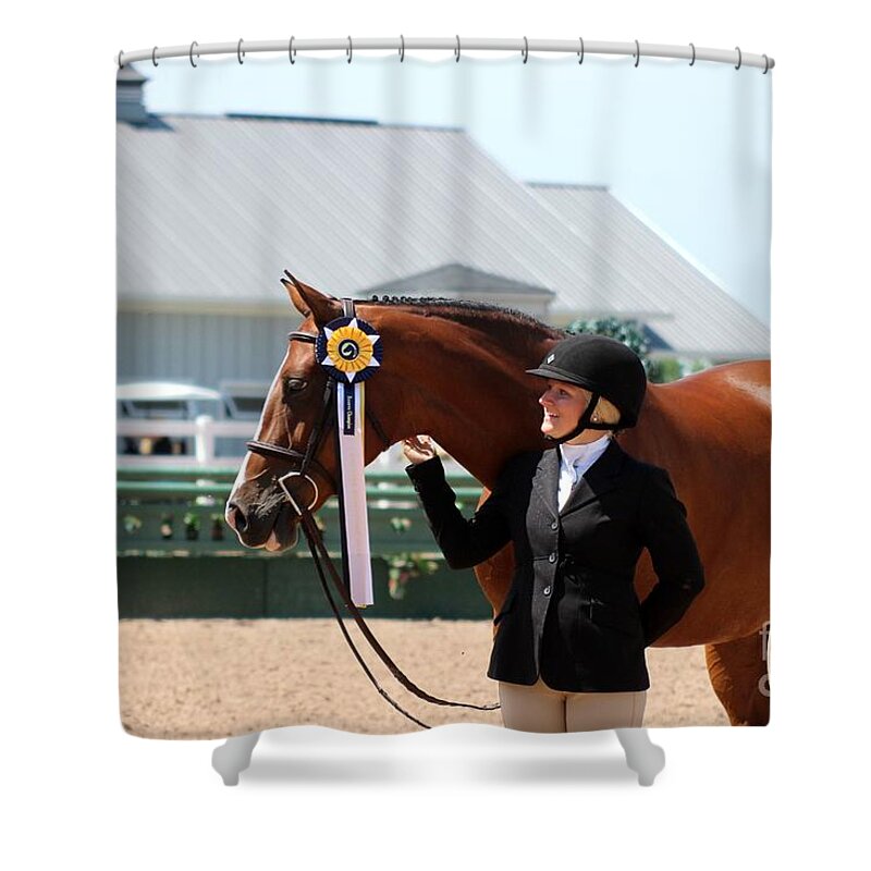 Horse Shower Curtain featuring the photograph 1hunter62 by Janice Byer