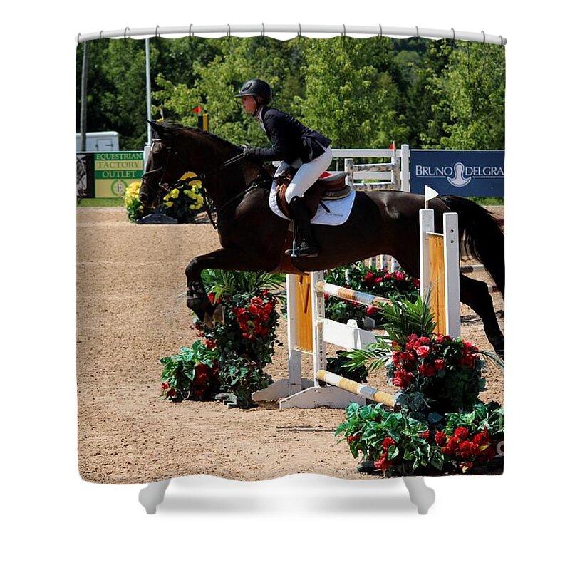 Horse Shower Curtain featuring the photograph 1jumper96 by Janice Byer