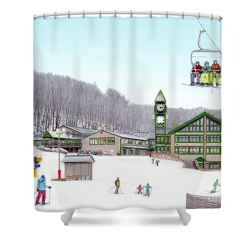 Hidden Valley Shower Curtain featuring the painting 1st Snow at Hidden Valley by Albert Puskaric