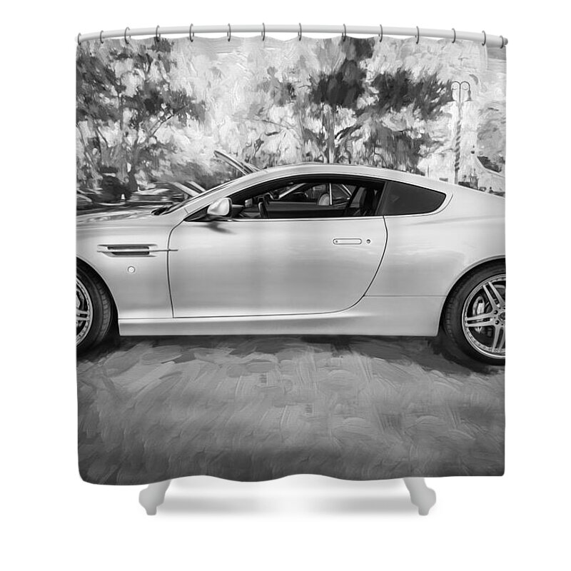 2007 Aston Martin Shower Curtain featuring the photograph 2007 Aston Martin DB9 Coupe Painted BW by Rich Franco