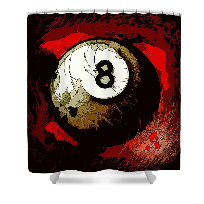 Eight Shower Curtain featuring the digital art 8 Ball Billiards Abstract #2 by David G Paul