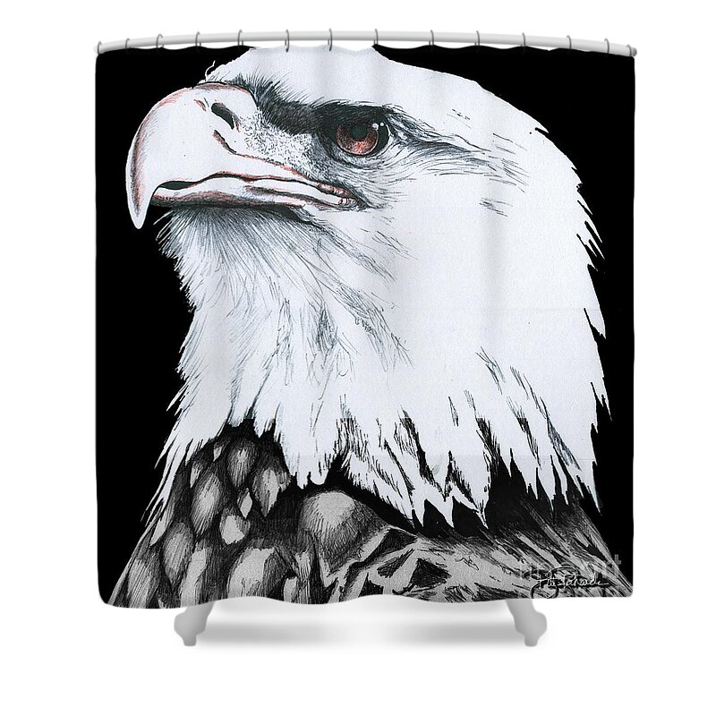 Eagle Shower Curtain featuring the drawing American Bald Eagle #2 by Bill Richards