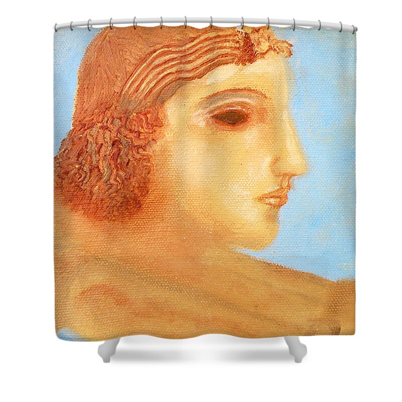 Augusta Stylianou Shower Curtain featuring the painting Apollo Hylates by Augusta Stylianou