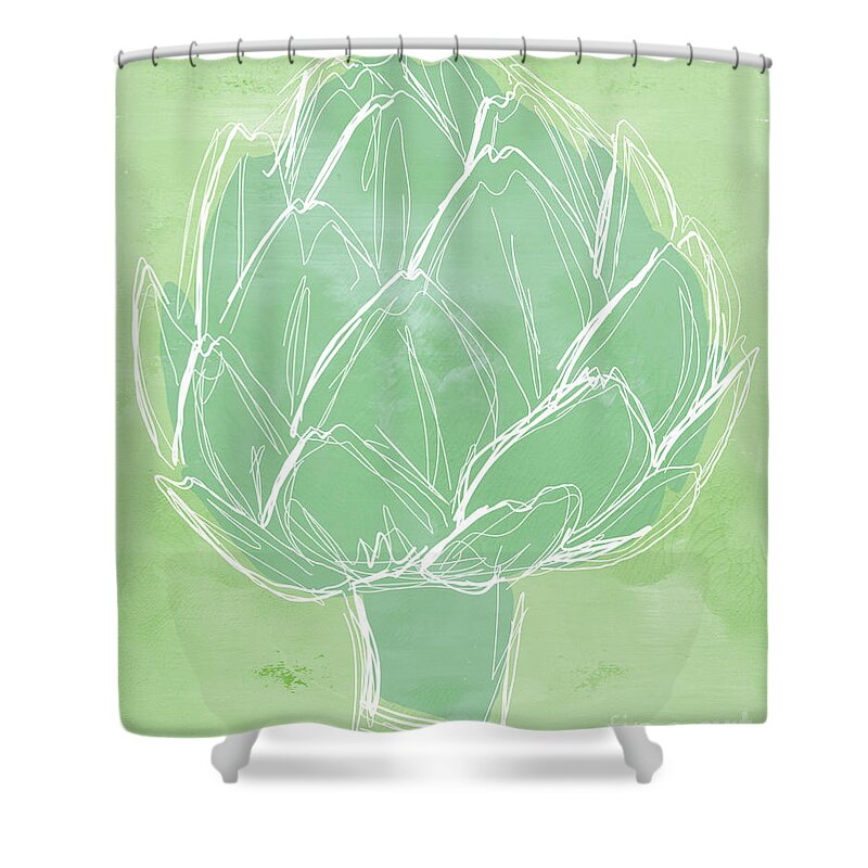 Artichoke Shower Curtain featuring the painting Artichoke #2 by Linda Woods