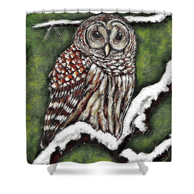 Bird Shower Curtain featuring the painting Barred Owl by VLee Watson