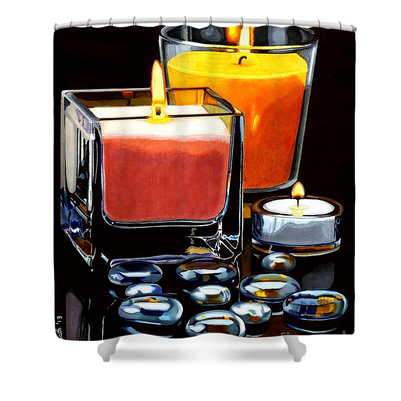 Candle Shower Curtain featuring the drawing Beautiful Reflection by Cory Still