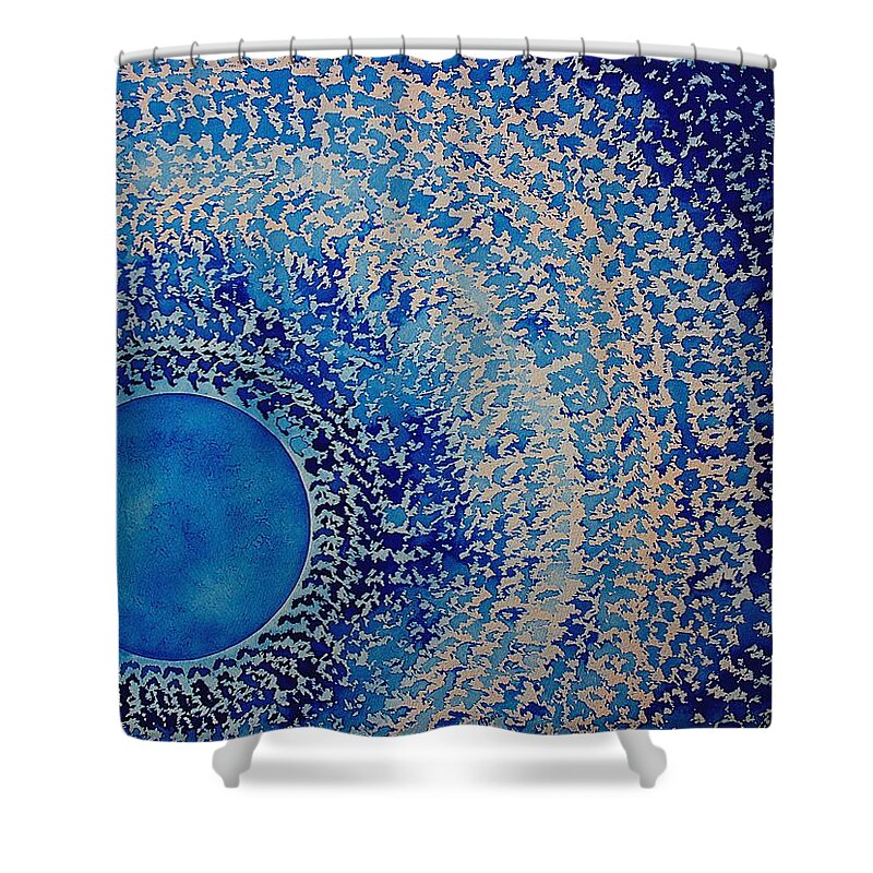 Blue Kachina Shower Curtain featuring the painting Blue Kachina original painting by Sol Luckman