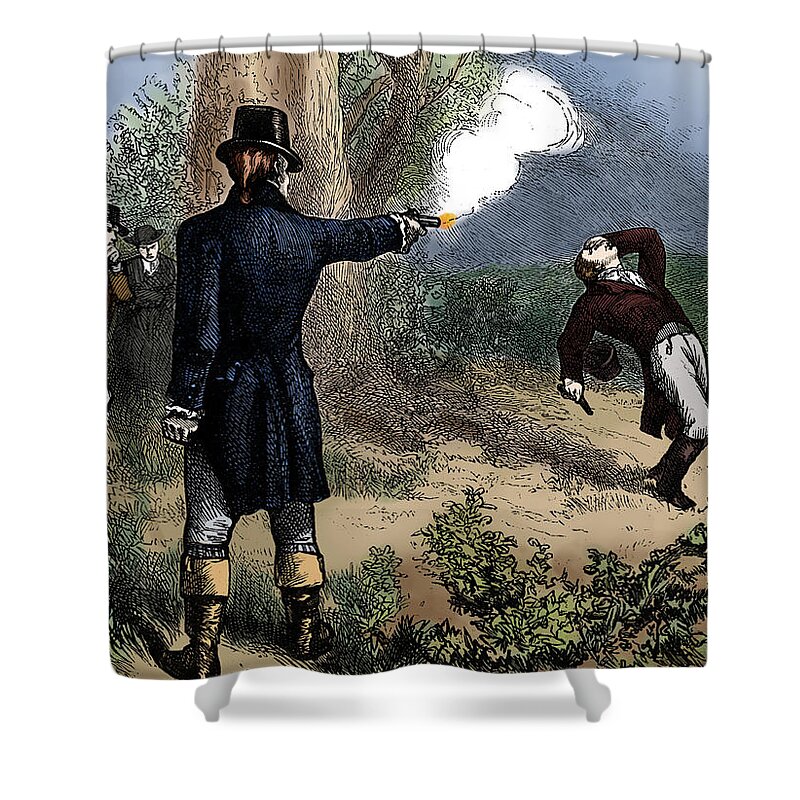 Government Shower Curtain featuring the photograph Burr-hamilton Duel, 1804 by Science Source