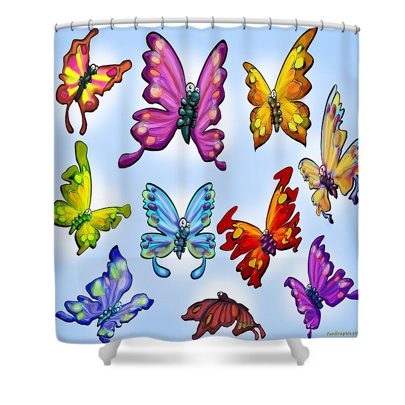 Butterfly Shower Curtain featuring the digital art Butterflies by Kevin Middleton