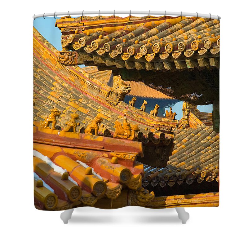 China Shower Curtain featuring the photograph China Forbidden City Roof Decoration #2 by Sebastian Musial