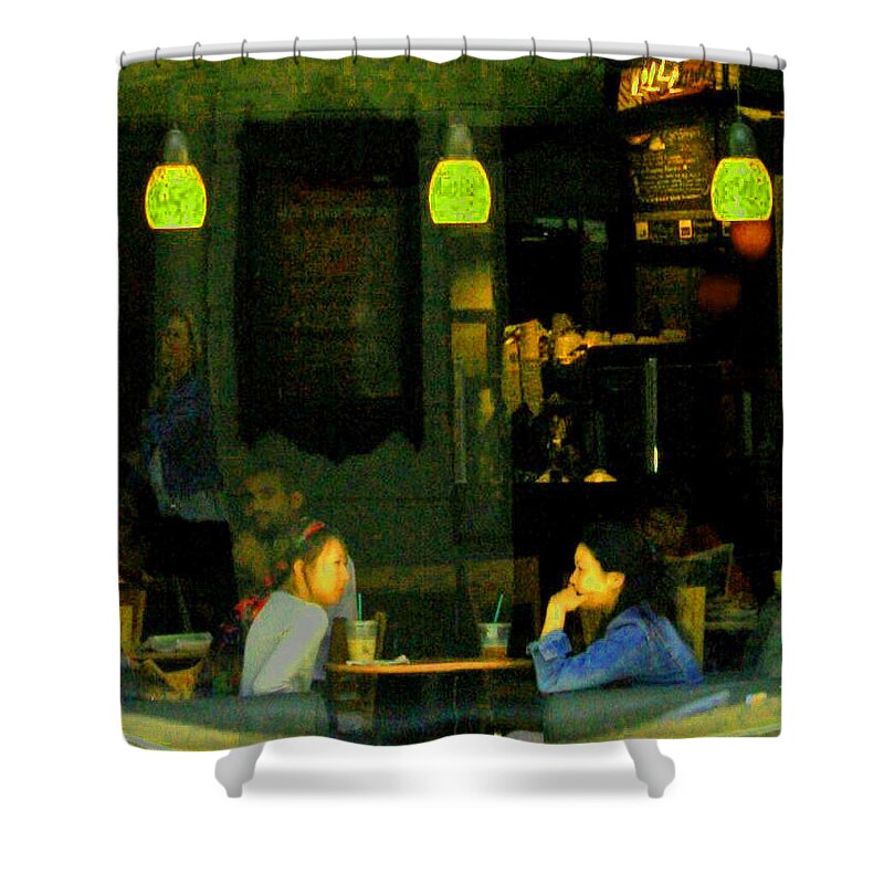 Starbucks Shower Curtain featuring the digital art Coffee Talk #2 by Joseph Coulombe