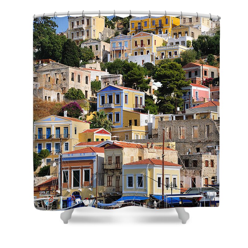 Symi Shower Curtain featuring the photograph Colorful Symi #7 by George Atsametakis