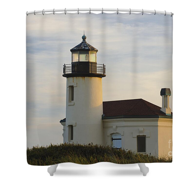 Bandon Shower Curtain featuring the photograph Coquille River Lighthouse by John Shaw
