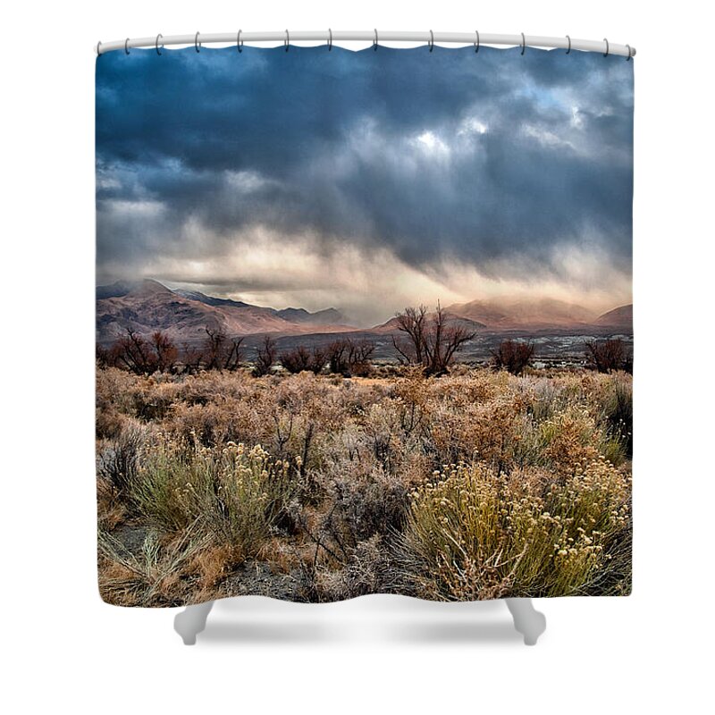 Mountains Shower Curtain featuring the photograph Desert Storm #2 by Cat Connor