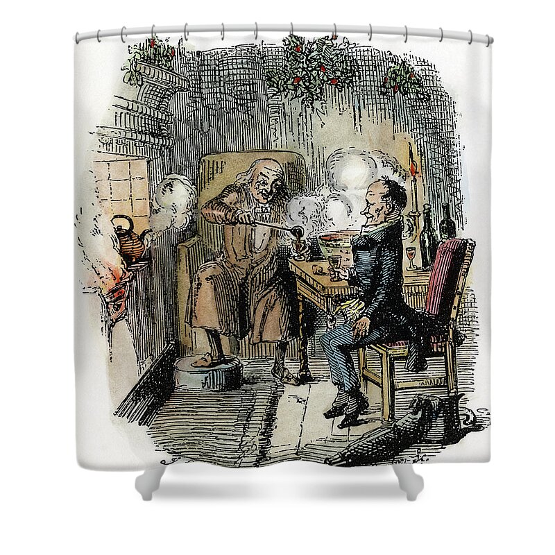 1843 Shower Curtain featuring the drawing Dickens Christmas Carol, 1843 #2 by Granger
