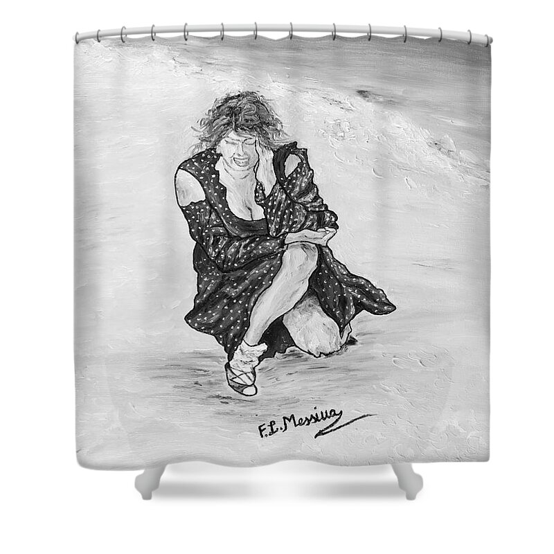 Drawing Shower Curtain featuring the painting Disperazione #2 by Loredana Messina