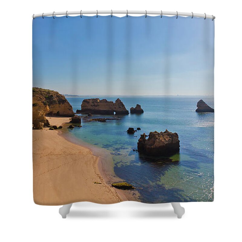 Algarve Shower Curtain featuring the photograph Dona Ana Beach In Lagos, Algarve #2 by Werner Dieterich