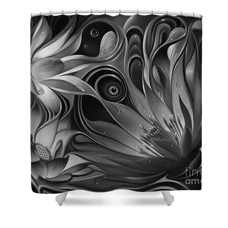 Lotus Shower Curtain featuring the painting Dynamic Floral Fantasy by Ricardo Chavez-Mendez