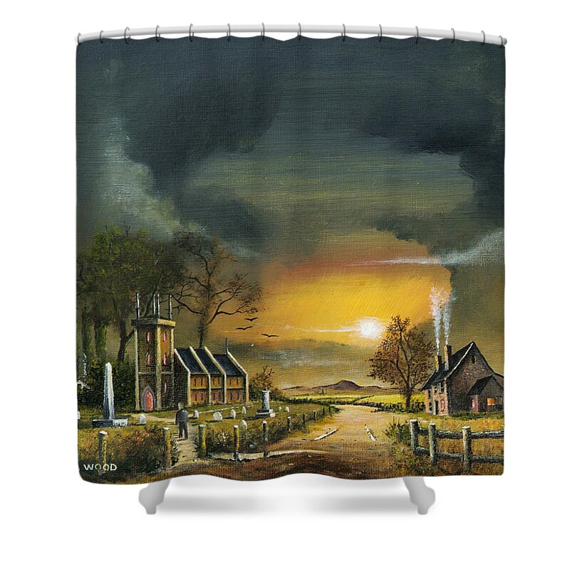 Countryside Shower Curtain featuring the painting End Of The Day - Old England by Ken Wood