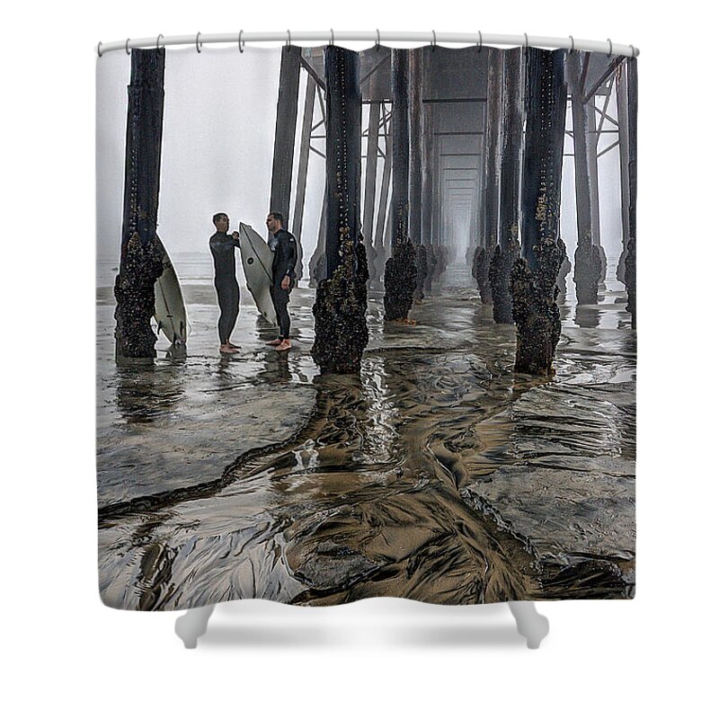Oceanside Shower Curtain featuring the photograph Fog at The Pier by Ann Patterson