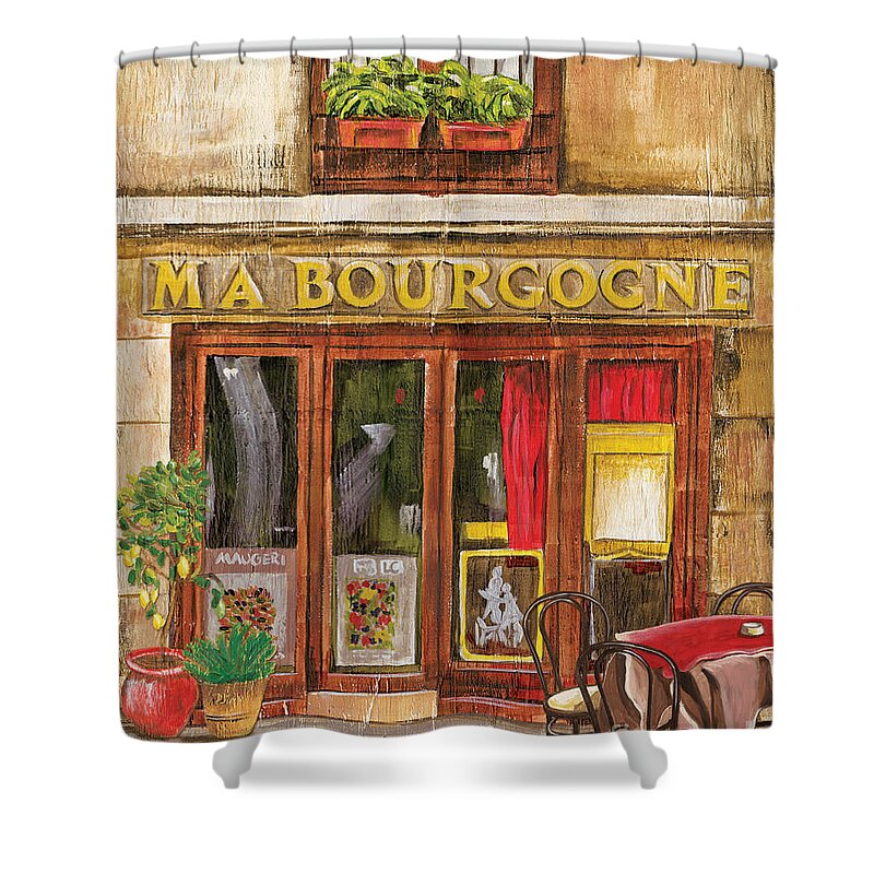 Restaurant Shower Curtain featuring the painting French Storefront 1 by Debbie DeWitt