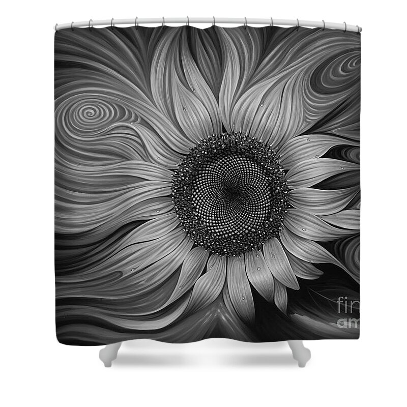 Sunflower Shower Curtain featuring the painting Girasol Dinamico by Ricardo Chavez-Mendez