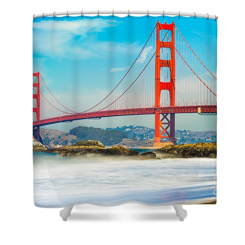 Francisco Shower Curtain featuring the photograph Golden Gate - San Francisco #2 by Luciano Mortula