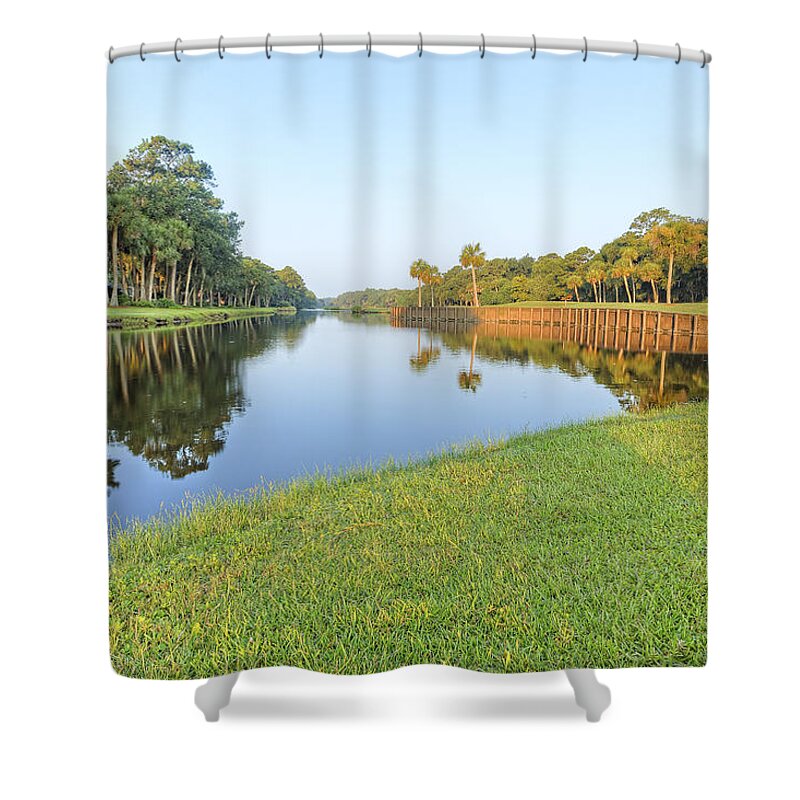 Abstract Shower Curtain featuring the photograph Golf Course #2 by Peter Lakomy