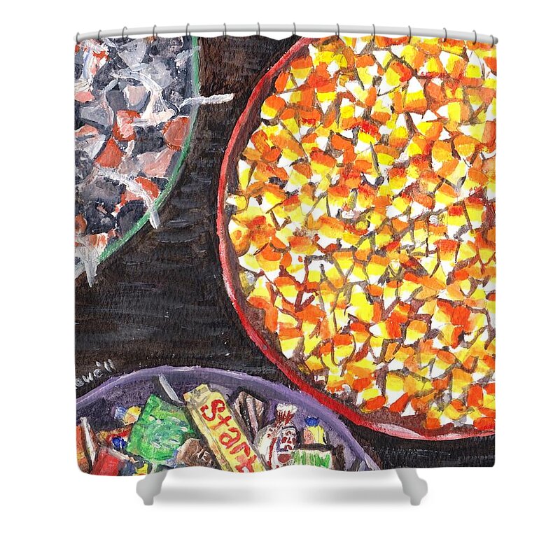Halloween Shower Curtain featuring the painting Halloween Candy by Shana Rowe Jackson