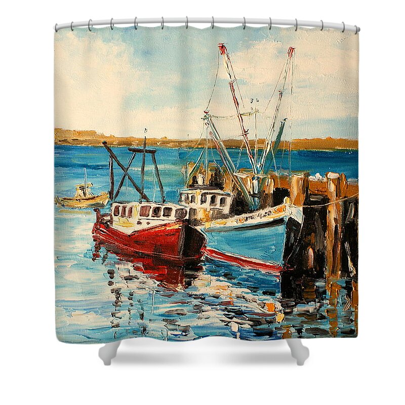Harbour Shower Curtain featuring the painting Harbour impression #2 by Luke Karcz
