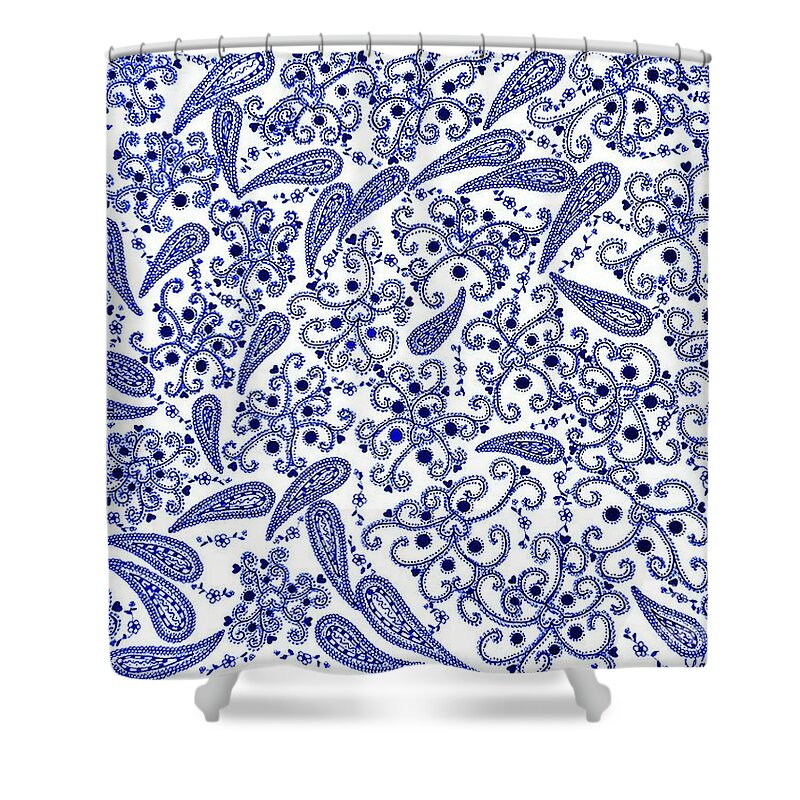 Flowers Shower Curtain featuring the drawing Heart And Flowers #2 by Sylvie Leandre