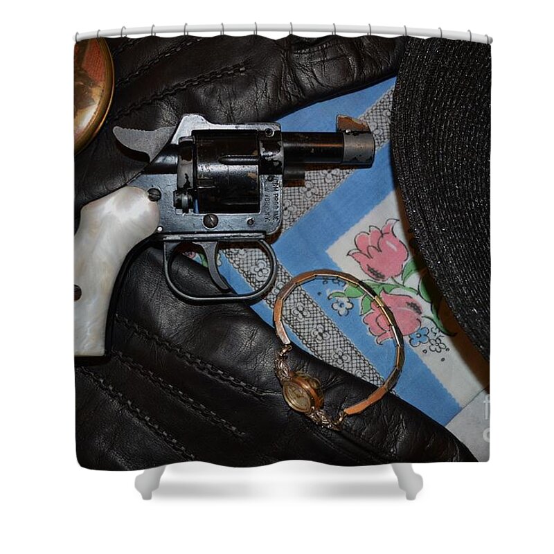 Feminine Pistol Shower Curtain featuring the photograph Hers by Beverly Shelby