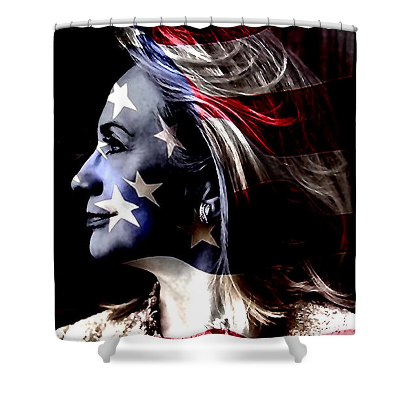 Hillary Clinton Paintings Mixed Media Shower Curtain featuring the mixed media Hillary 2016 #1 by Marvin Blaine