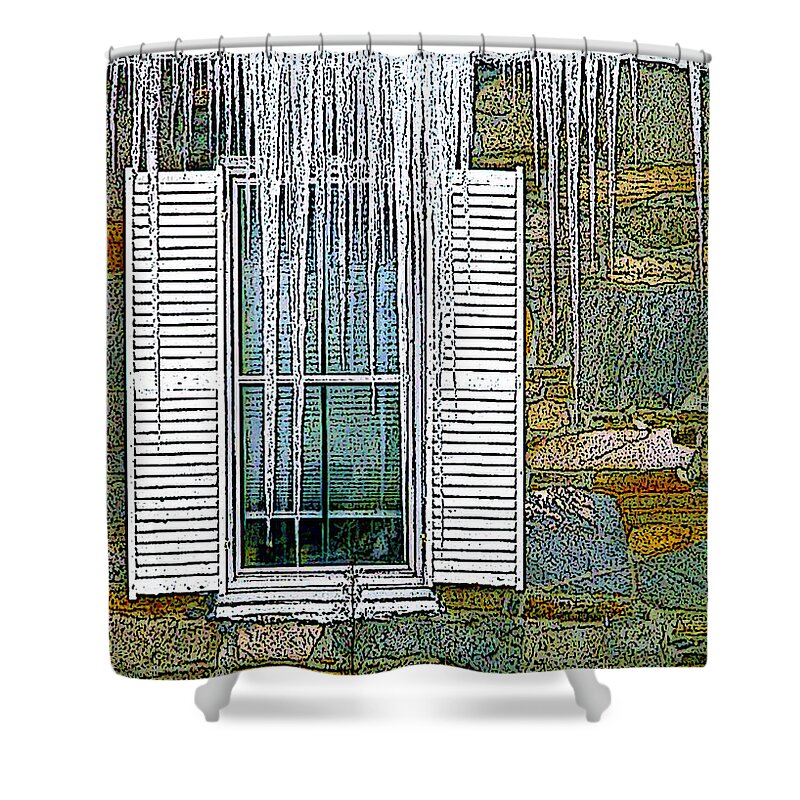 Window Shower Curtain featuring the digital art Ice By the Window by Nancy Griswold