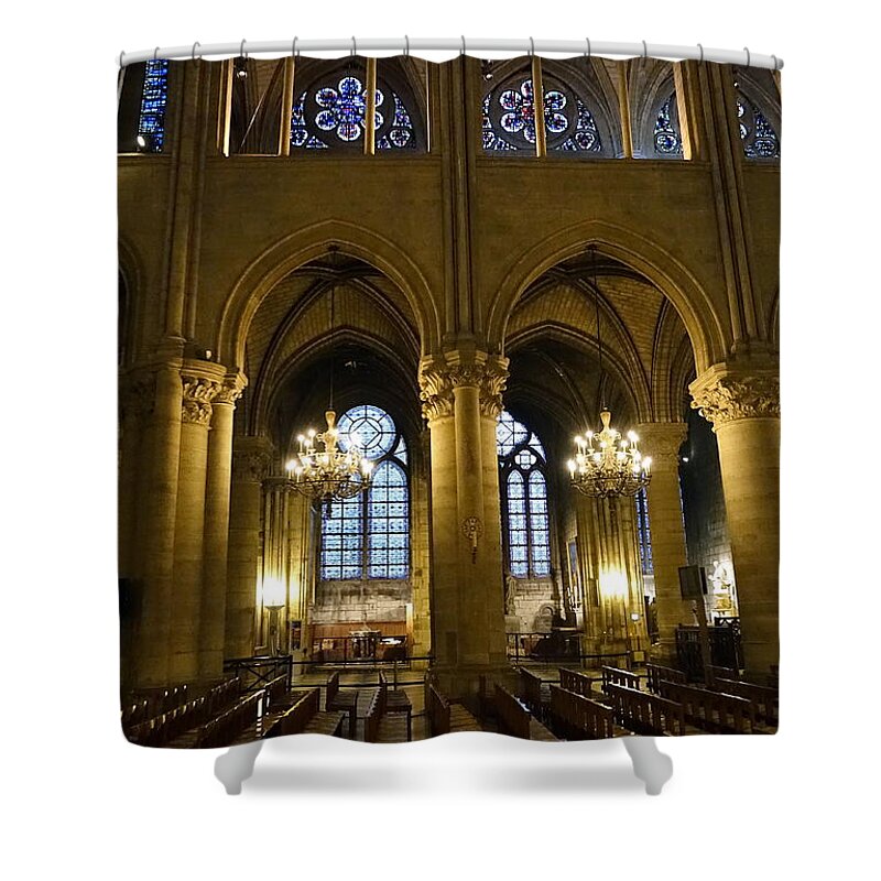Paris Shower Curtain featuring the photograph Interior Of Notre Dame Cathedral In Paris France #2 by Rick Rosenshein