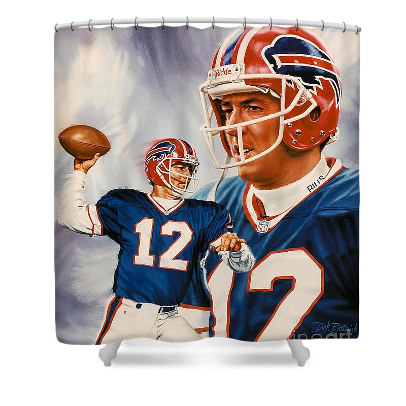 Sports Shower Curtain featuring the painting Jim Kelly by Dick Bobnick