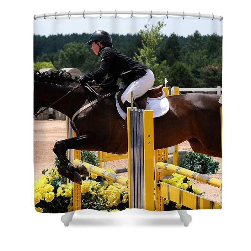 Equestrian Shower Curtain featuring the photograph Jumper94 #2 by Janice Byer