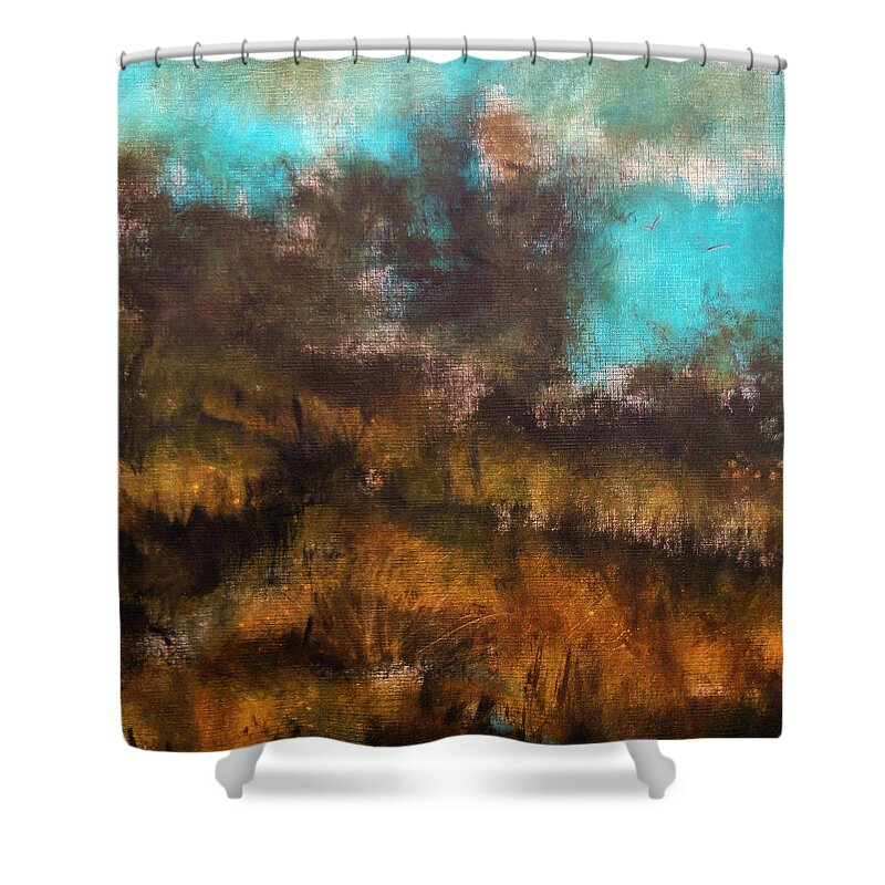 Katie Black Shower Curtain featuring the painting Landscape #2 by Katie Black