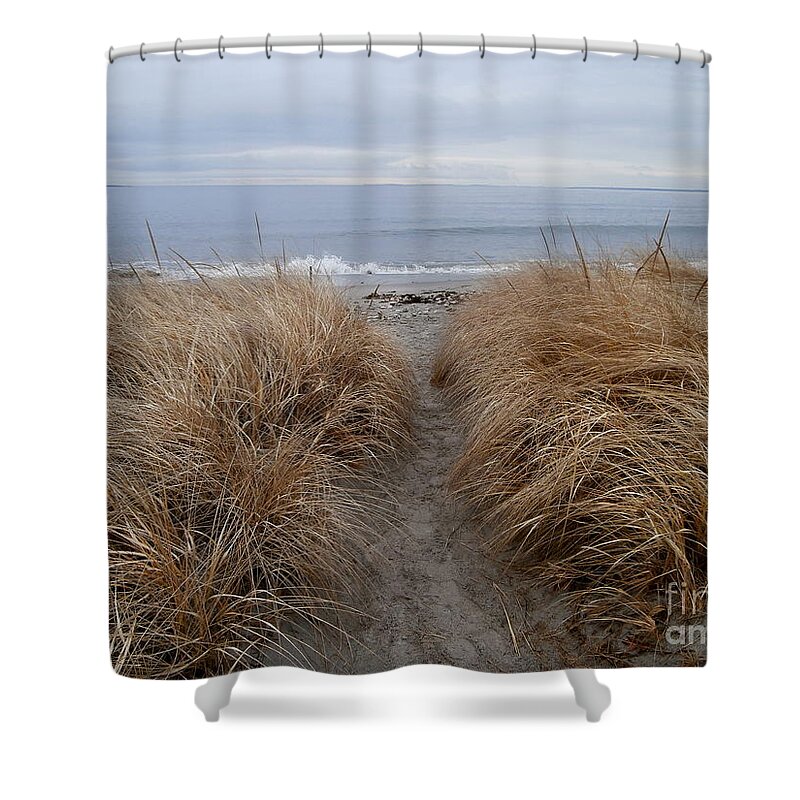 Grass Shower Curtain featuring the photograph Looking Out To Sea #2 by Eunice Miller