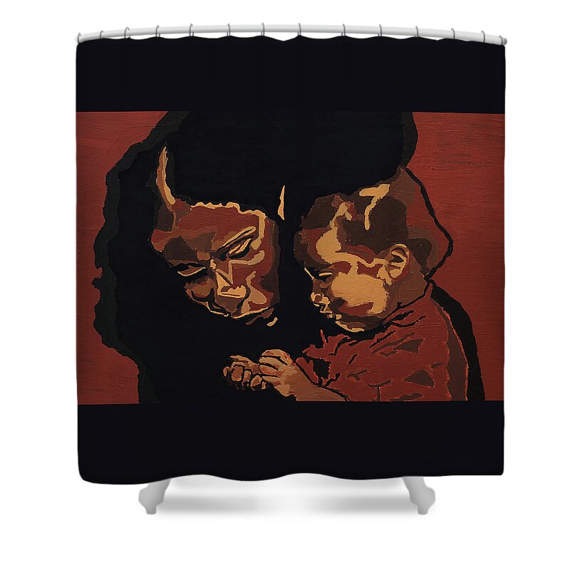 Love Shower Curtain featuring the painting Love by Rachel Natalie Rawlins