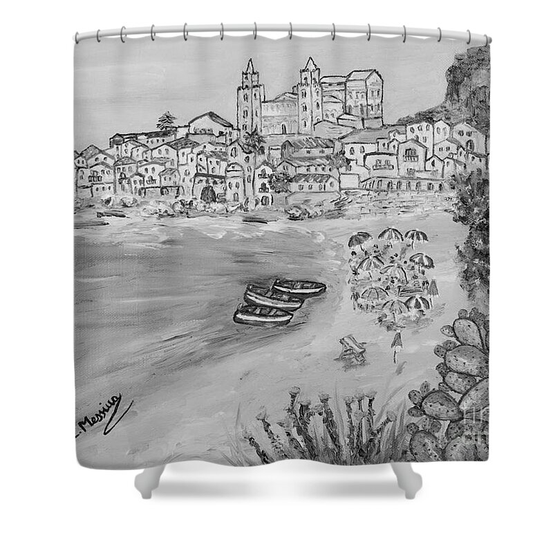 Drawing Shower Curtain featuring the painting Memorie d'estate #2 by Loredana Messina