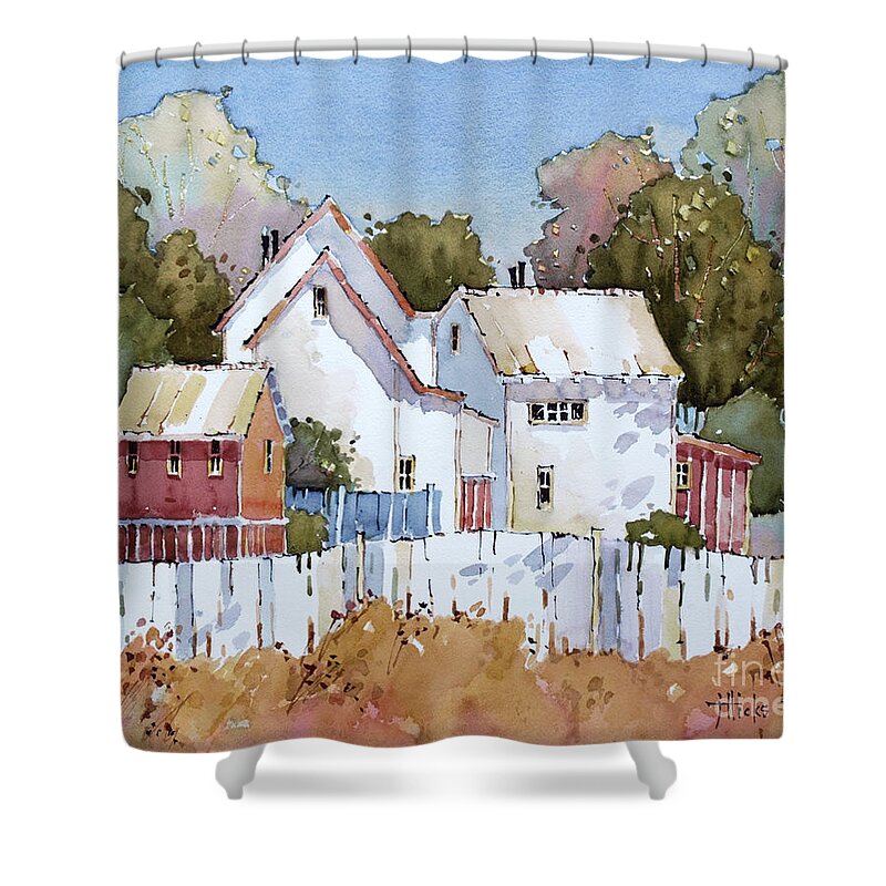 Mendocino Shower Curtain featuring the painting Mendocino Moment by Joyce Hicks